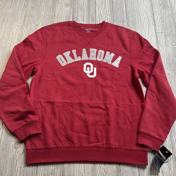 Oklahoma Sooners Crewneck Sweatshirt Men’s M Crimson Logo Spellout Captivating - Picture 1 of 10